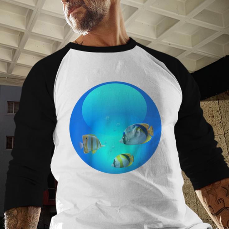 Frutiger Aero Aesthetic Tech Orb Fishes Raglan Baseball Tee Baseball Raglan Shirt