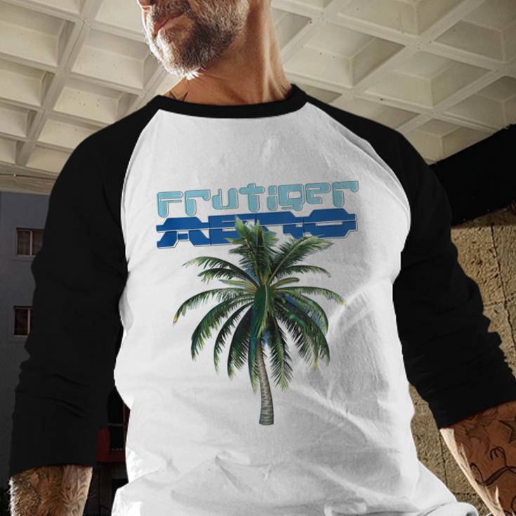 Frutiger Aero Palm Tree Y2k Aesthetic 2000s Trend Baseball Raglan Shirt