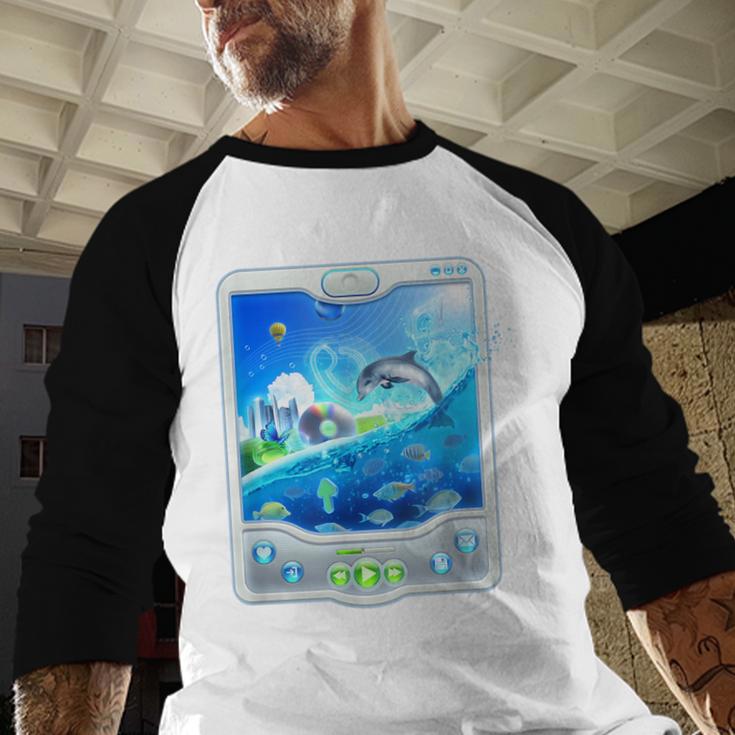 Frutiger Aero Skeuomorphism User Interface Nostalgia Baseball Raglan Shirt