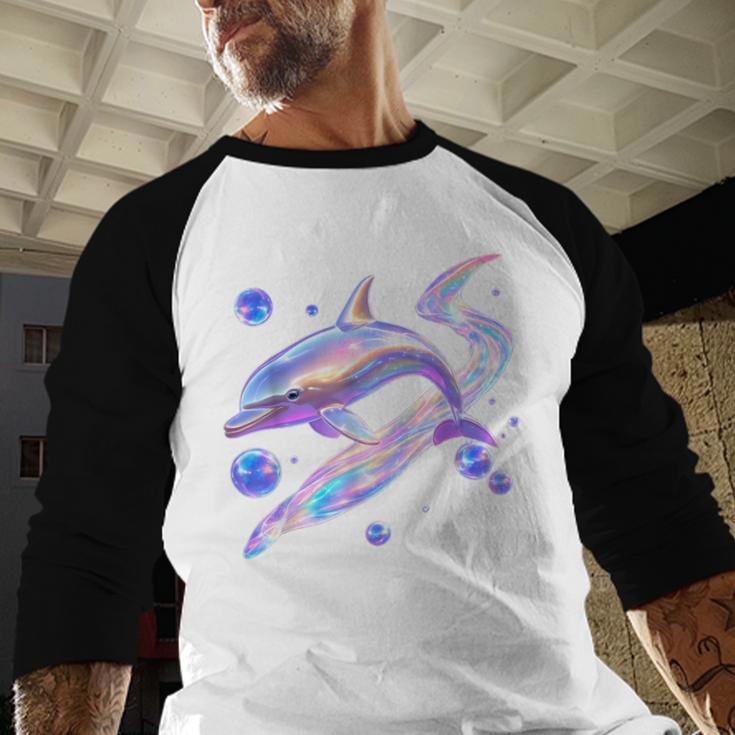 Frutiger Aero Y2K Chrome Dolphin Baseball Raglan Shirt