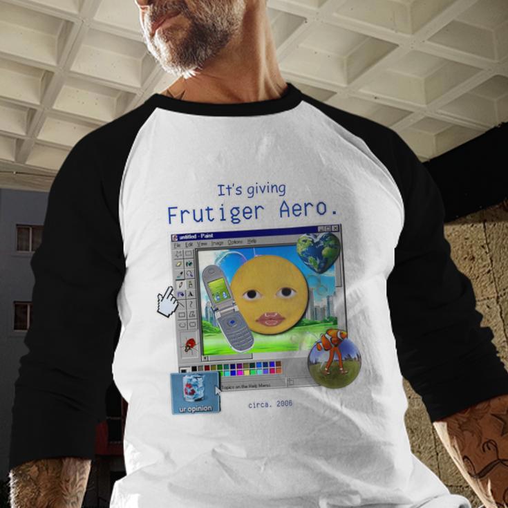 Frutiger Aero Y2K Meme Graphic 2000s Nostalgia Baseball Raglan Shirt