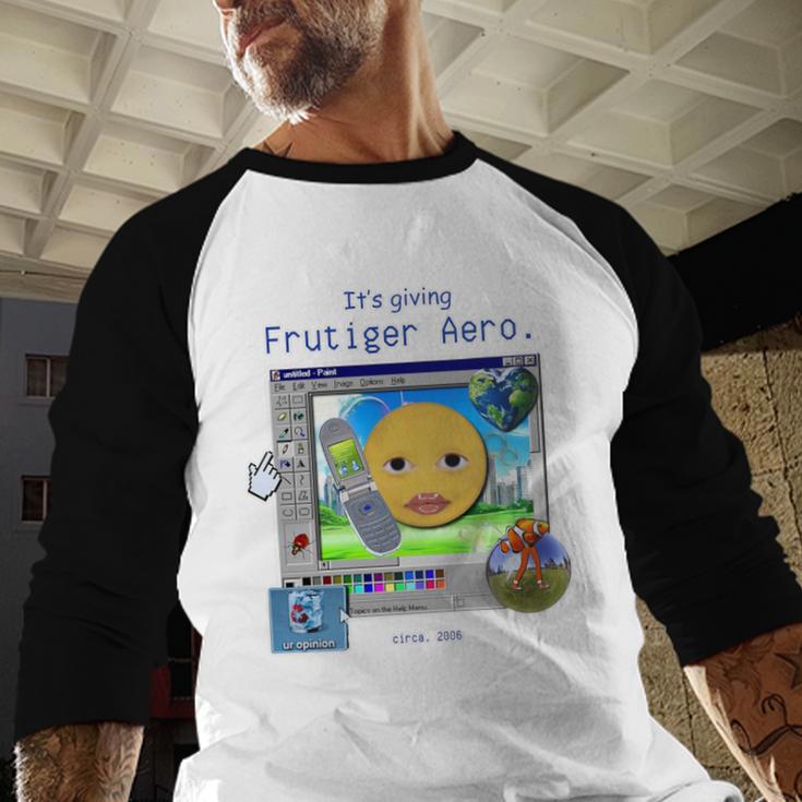 Frutiger Aero Y2K Meme Graphic 2000s Nostalgia Premium Baseball Raglan Shirt Frutiger Aero Y2K Meme Graphic 2000s Nostalgia Premium Baseball Raglan Shirt