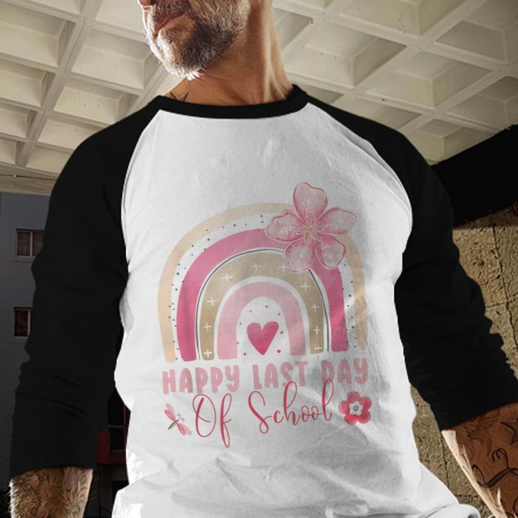 Fun Happy Last Day Of School Girl Student Graduation Rainbow Baseball Raglan Shirt