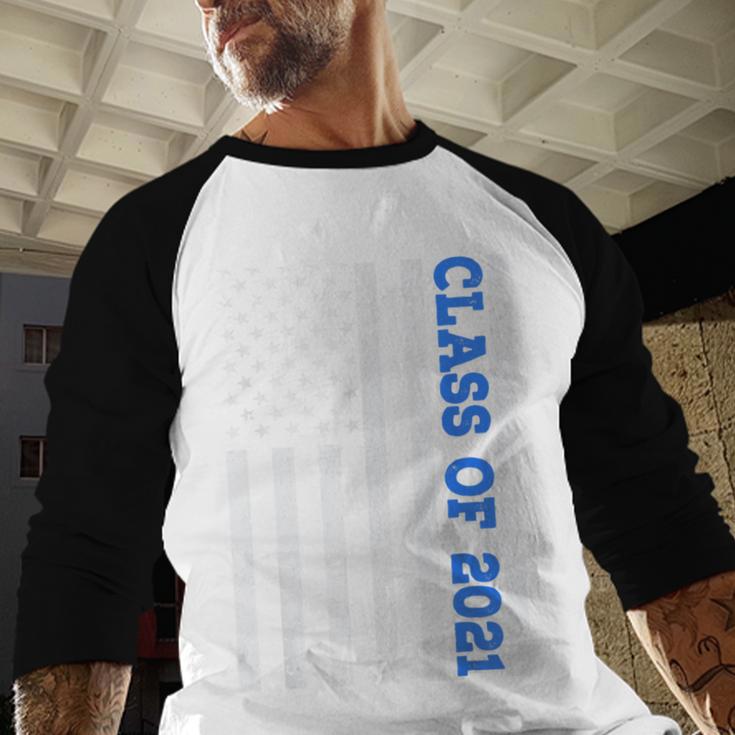 Funny Class Of 2021 American Flag Senior Graduation Baseball Raglan Shirt