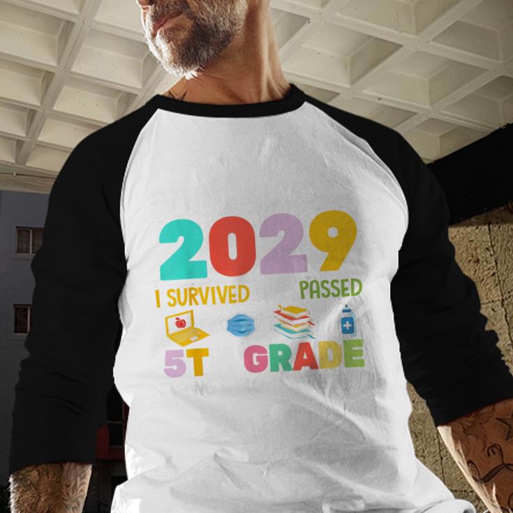 Future Class Of 2029 I Survived Passed 5th Grade Graduation Baseball Raglan Shirt
