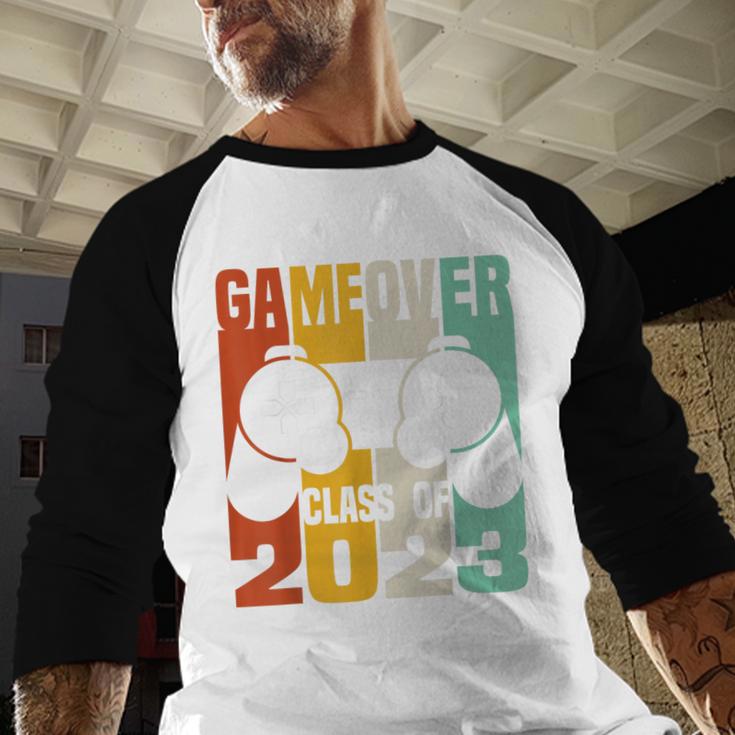 GAME OVER Class Of 2023 Video Games Vintage Graduation Gamer Baseball Raglan Shirt