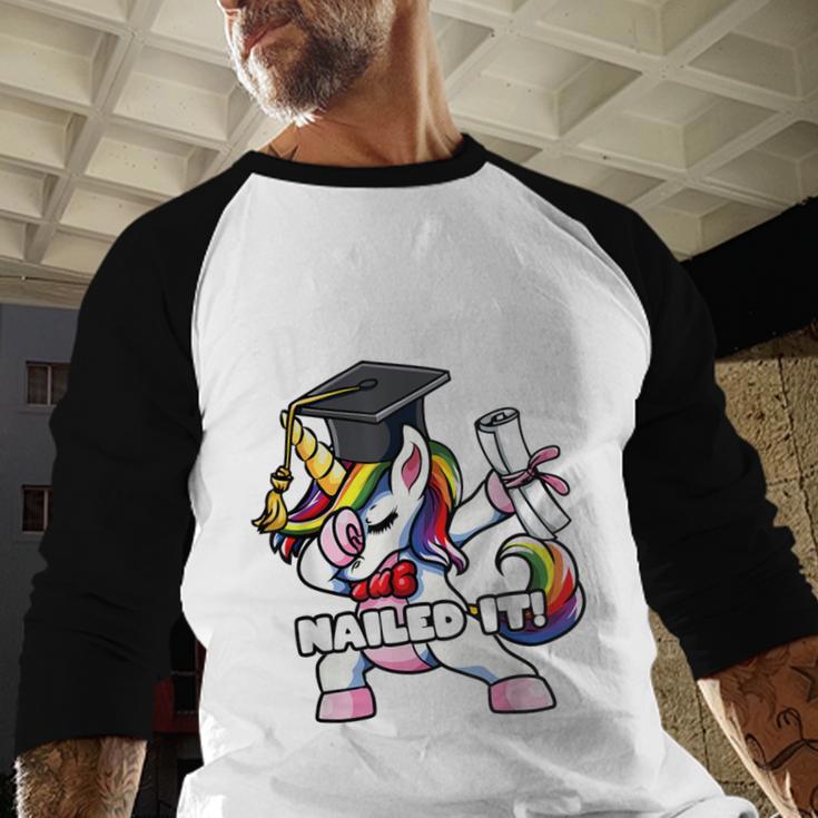 Girls Dabbing Unicorn Pre-K PreSchool Nailed It Graduation Baseball Raglan Shirt