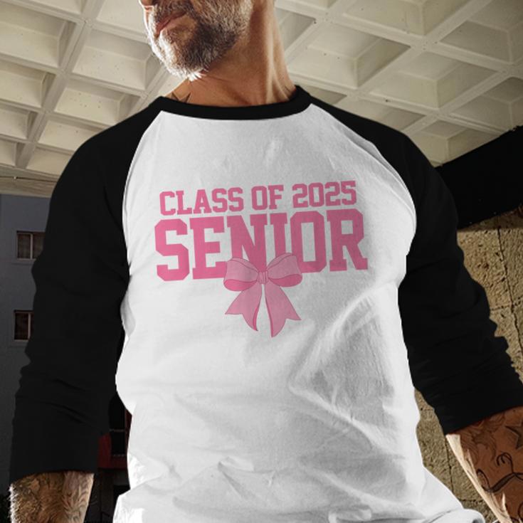 Graduate 2025 Class Of 2025 Senior Coquette Bow Graduation Baseball Raglan Shirt