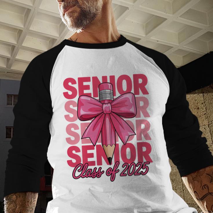 Graduate 2025 For Senior 2025 Graduation Coquette Pink Bow Baseball Raglan Shirt