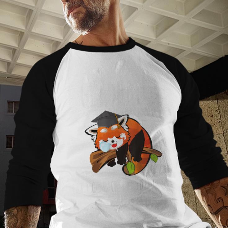 I Graduated Can I Go Back To Bed Sleepy Red Panda Graduation Baseball Raglan Shirt