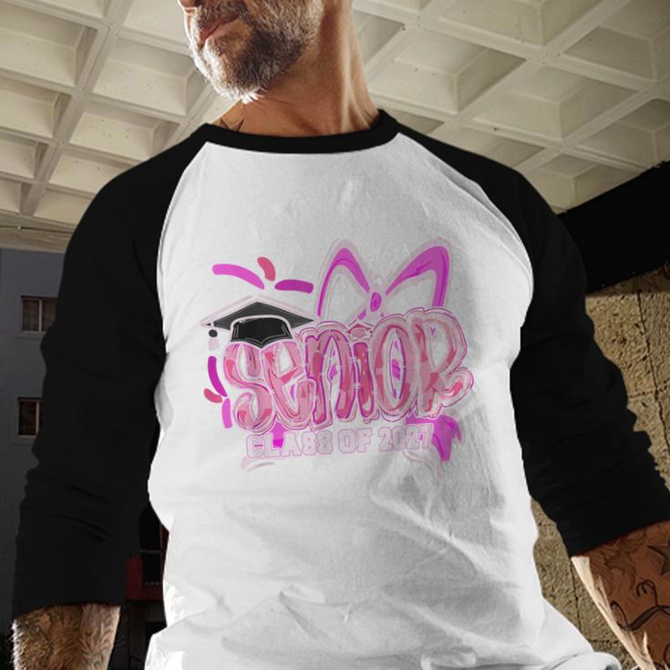 Graduation 2027 Senior 2027 Class Of 2027 Coquette Pink Girl Baseball Raglan Shirt