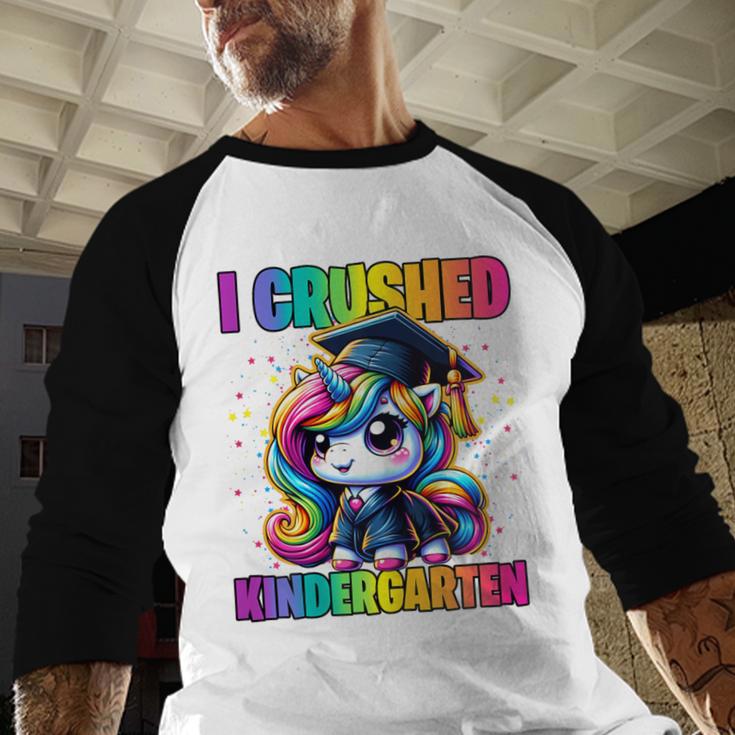 Graduation I Crushed Kindergarten Unicorn Girls Grad Magical Baseball Raglan Shirt