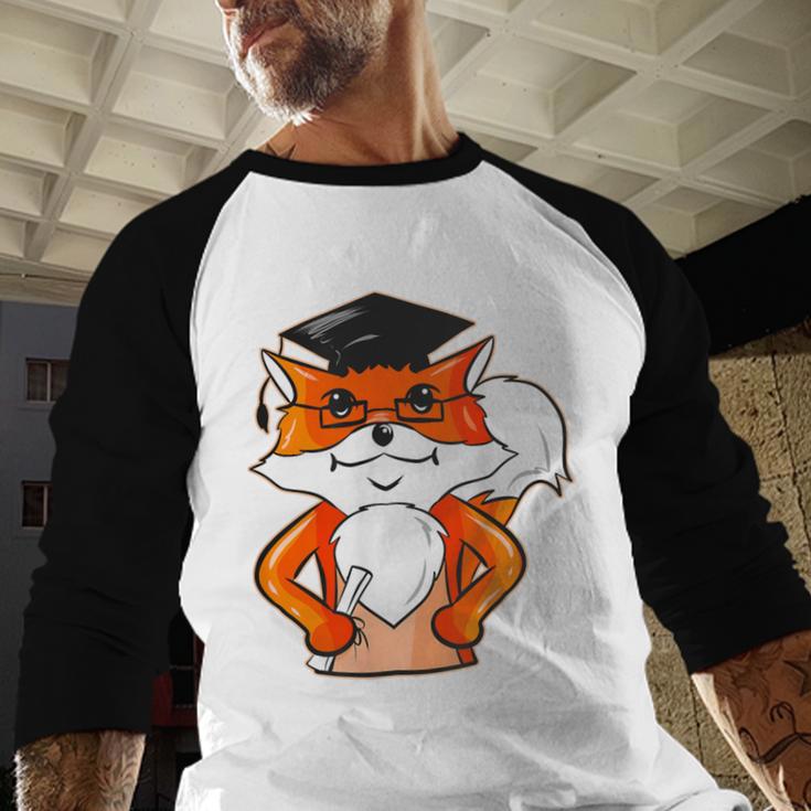 Graduation Fox School Bachelor Master Doctor Study Baseball Raglan Shirt