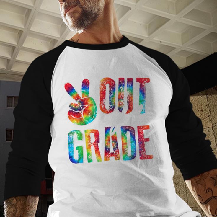 Graduation Peace Sign Out Eighth Grade Tie Dye Hippie Baseball Raglan Shirt
