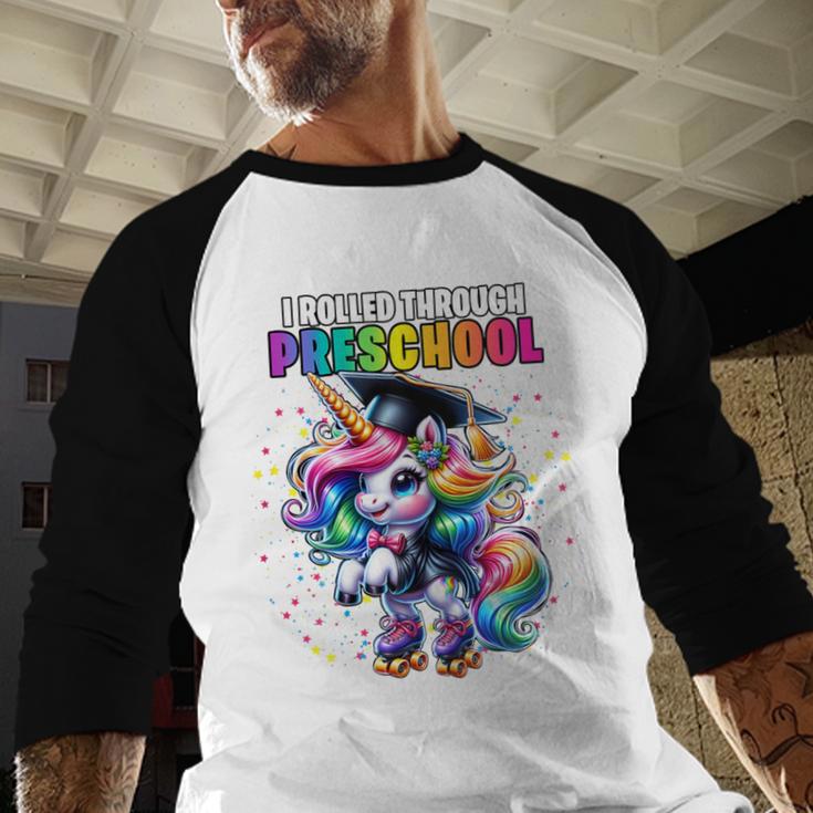 Graduation Preschool Unicorn Roller Skate Girls Pre-K Grad Baseball Raglan Shirt