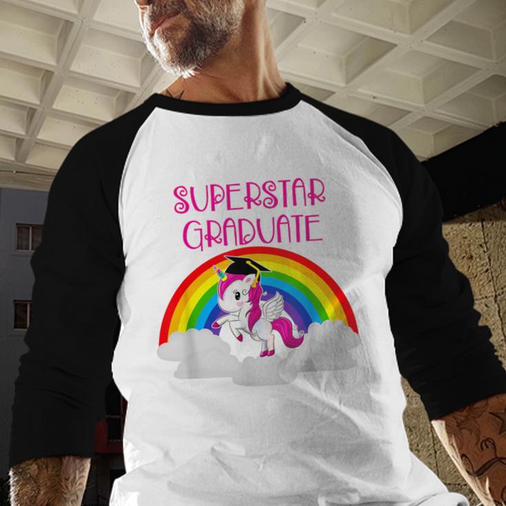 Graduation Unicorn Superstar Magical Colorful Rainbow Tshirt Baseball Raglan Shirt