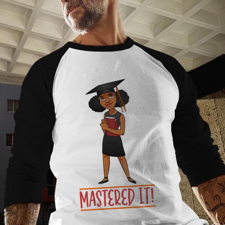 Graduation Woman Tshirt Black Melanin Masters Degree Baseball Raglan Shirt