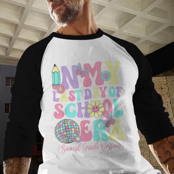Groovy In My Last Day Of School Era Second Grade Graduation Baseball Raglan Shirt