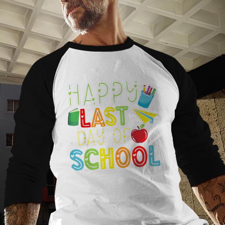 Happy Last Day Of School Teacher Kids Boys Girls Graduation Baseball Raglan Shirt