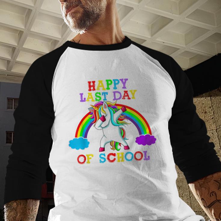 Happy Last Day Of School Teacher Student Graduation Unicorn Baseball Raglan Shirt
