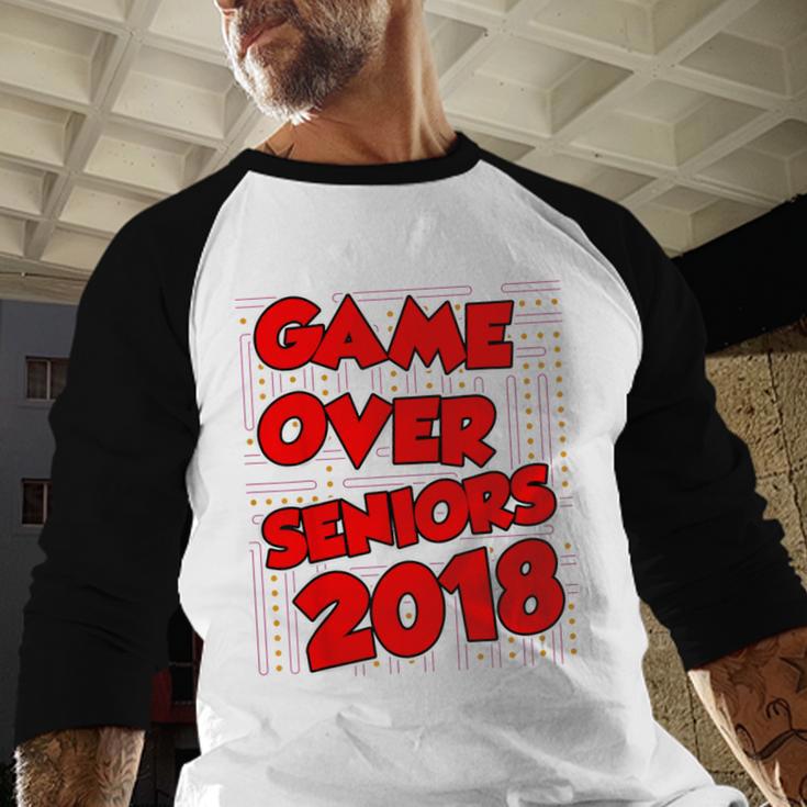 High School Graduation Tshirt Game Over Senior Class Of 2018 Baseball Raglan Shirt
