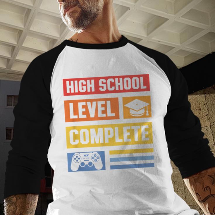 High School Level Complete Class Of 2024 Senior Graduation Baseball Raglan Shirt