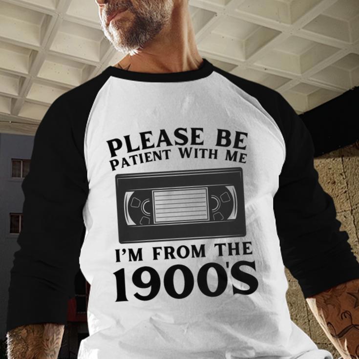 Over The Hill Please Be Patient I'm From The 1900s VHS Premium Tri-Blend Baseball Raglan Shirt
