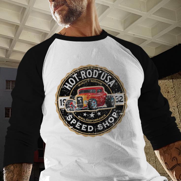 Hotrod Custom Car Automotive Nostalgia Distressed Premium Tri-Blend Baseball Raglan Shirt