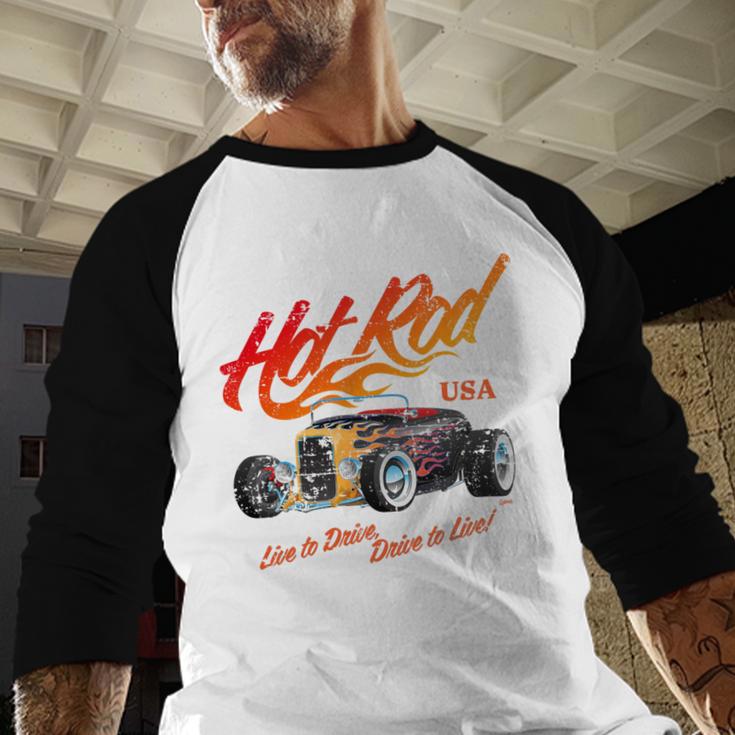 Hotrod Vintage Style Car Nostalgia Hotrod Distressed Premium Tri-Blend Baseball Raglan Shirt
