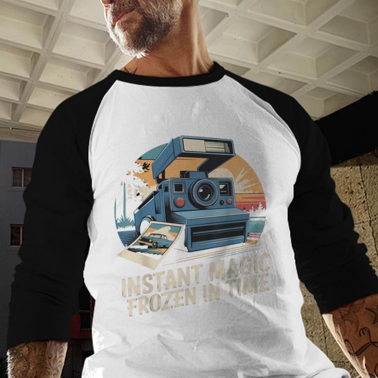 Instant Magic Frozen In Time Retro Camera Nostalgia Baseball Raglan Shirt Instant Magic Frozen In Time Retro Camera Nostalgia Baseball Raglan Shirt