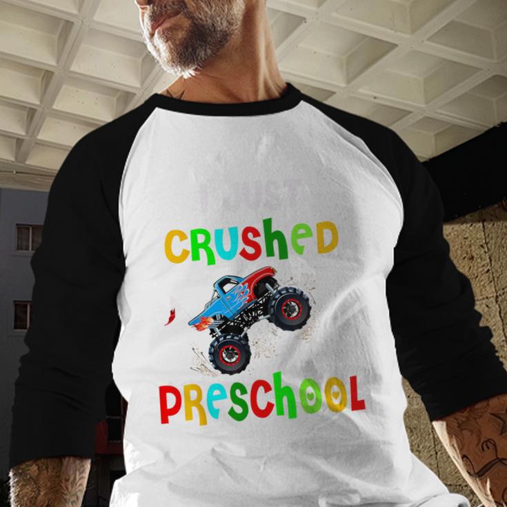 I Just Crushed Preschool Monster Graduation Baseball Raglan Shirt