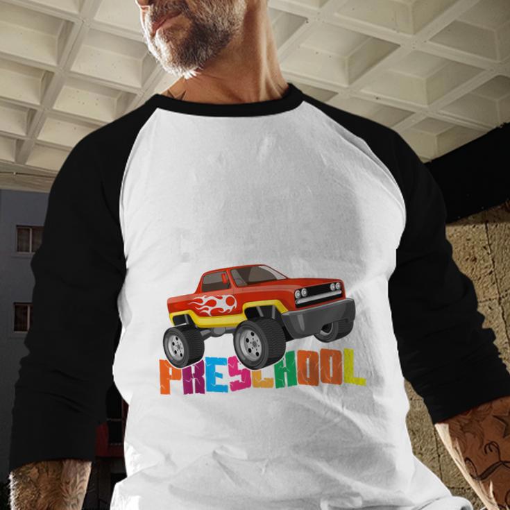 I Just Crushed Preschool Monster Truck Graduation Baseball Raglan Shirt