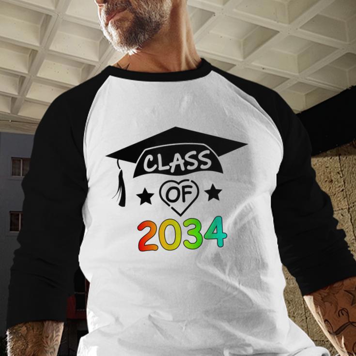 K -12th Grade Hand Prints Space Graduation Class Of 2034 Baseball Raglan Shirt