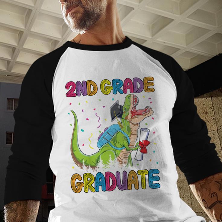 Kids 2nd Grade Graduate Dinosaur Trex 2nd Grade Graduation Baseball Raglan Shirt