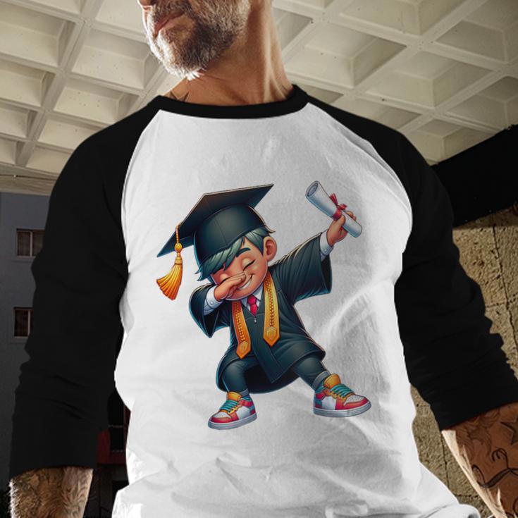 Kids Boys Grad Dabbing Graduation Class Of 2025 Baseball Raglan Shirt