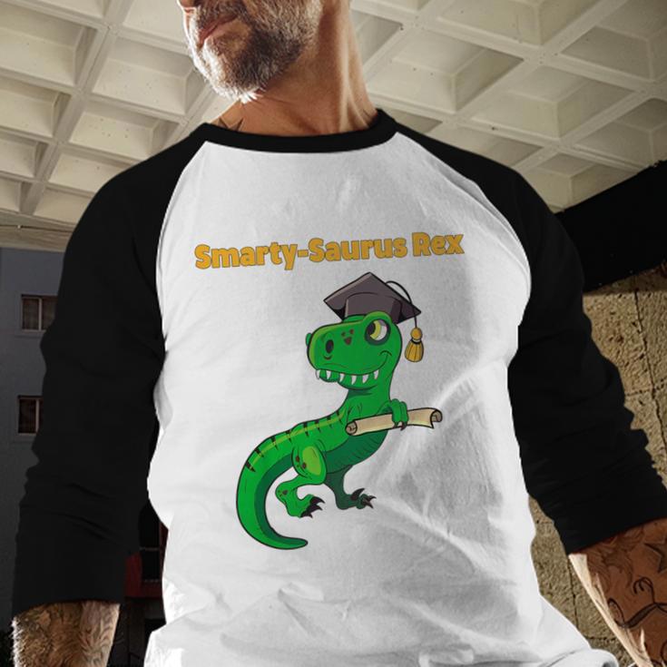 Kids Cute Graduation Dinosaur Smarty Saurus Kinder VPK Pre-k Grad Baseball Raglan Shirt