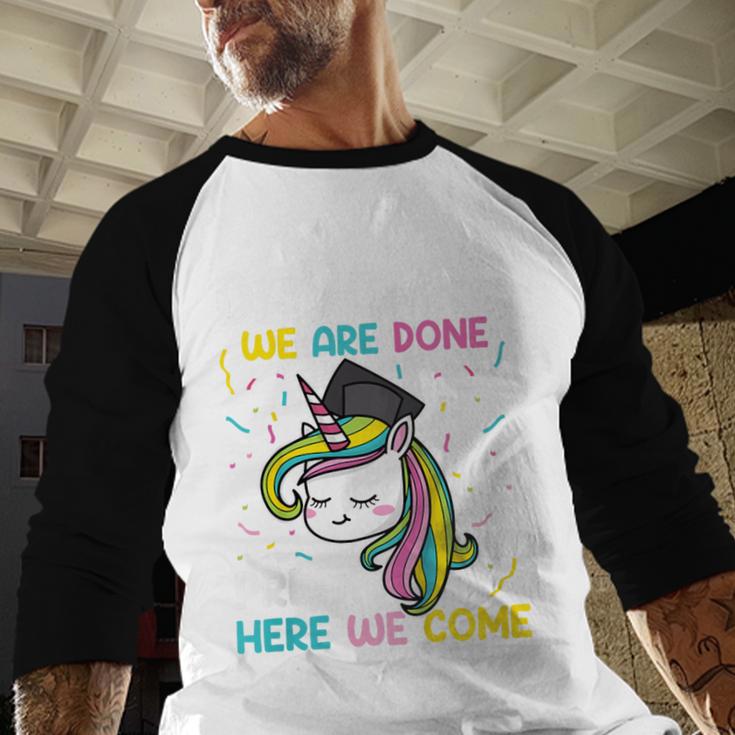Kids Daycare Graduation Unicorn Last Day Of School Kids Baseball Raglan Shirt