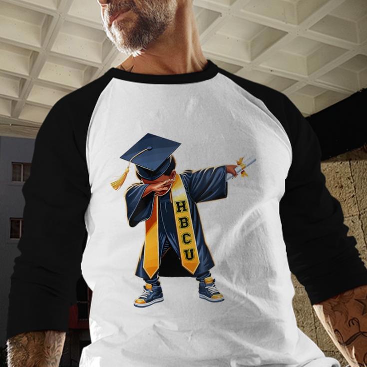 Kids HBCU Boys Grad Dabbing Graduation Baseball Raglan Shirt