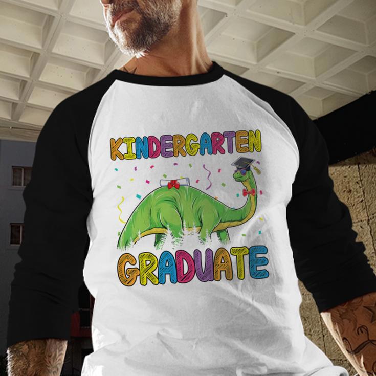 Kids Kindergarten Graduate Dinosaur Kindergarten Graduation Baseball Raglan Shirt