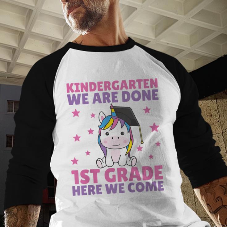 Kids Kindergarten Graduate Unicorn Graduation Baseball Raglan Shirt