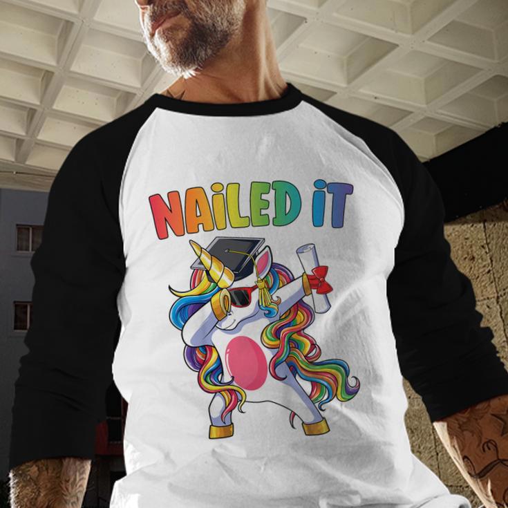 Kids Kindergarten Graduation Shirt Unicorn Graduate Nailed It Baseball Raglan Shirt