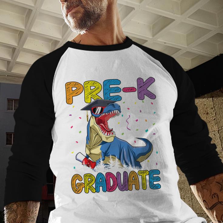 Kids Pre-K Graduate Dinosaur T-Rex Pre Kindergarten Graduation Baseball Raglan Shirt
