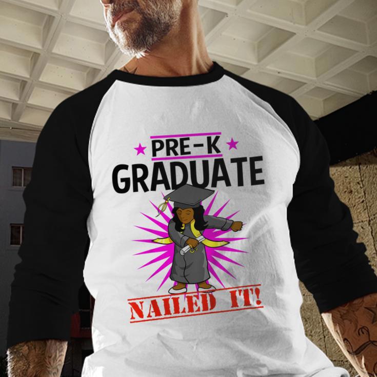 Kids Pre K Graduation Flossing Girl Nailed It Graduate Girls Baseball Raglan Shirt