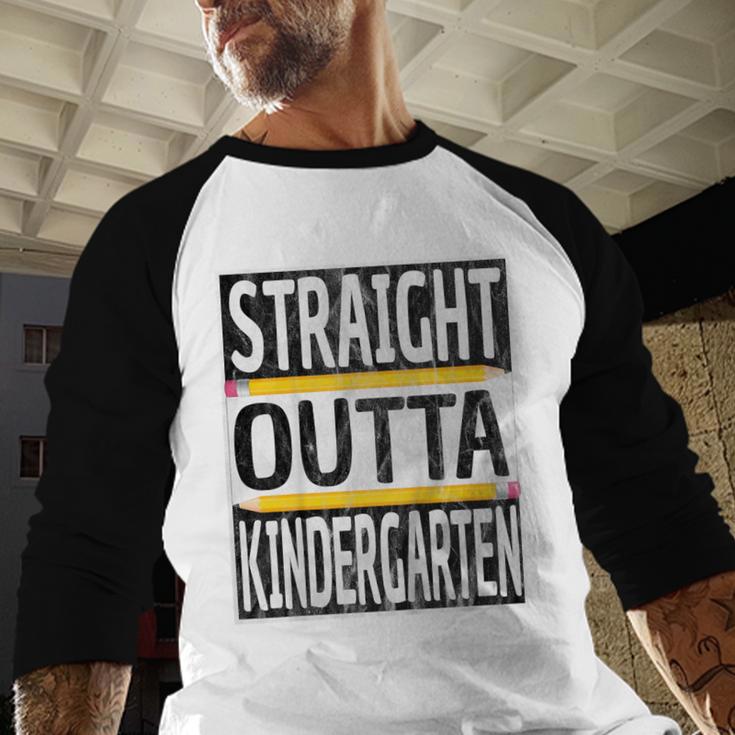 Kids Straight Outta Kindergarten Graduation Baseball Raglan Shirt