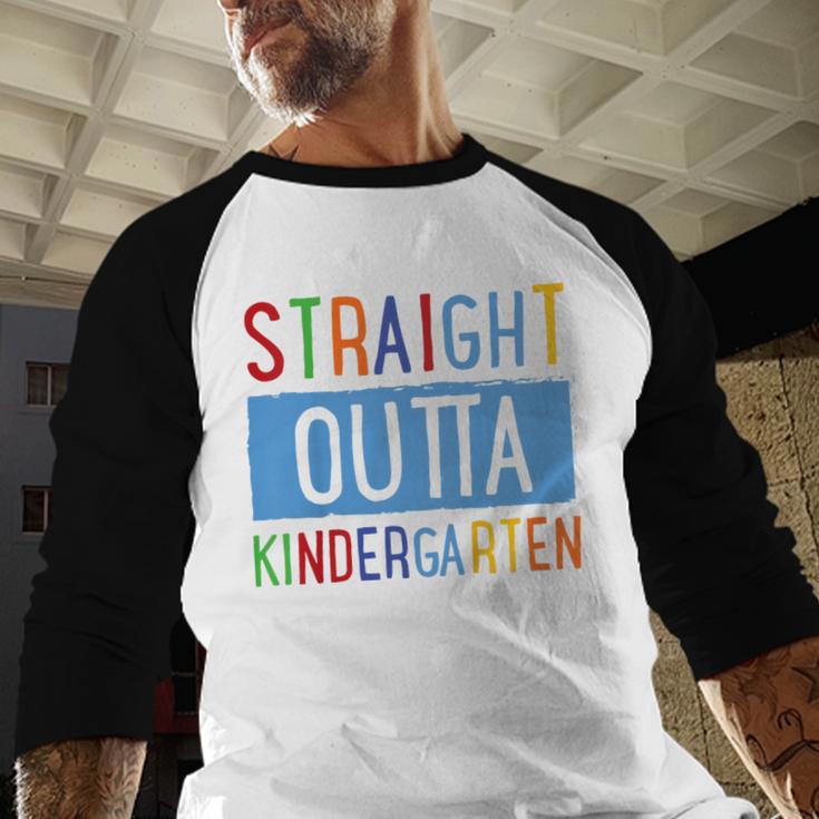 Kids STRAIGHT OUTTA KINDERGARTEN T-SHIRT FUNNY GRADUATION GIFT Baseball Raglan Shirt