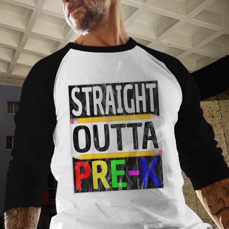 Kids Straight Outta Pre-K Graduation Baseball Raglan Shirt