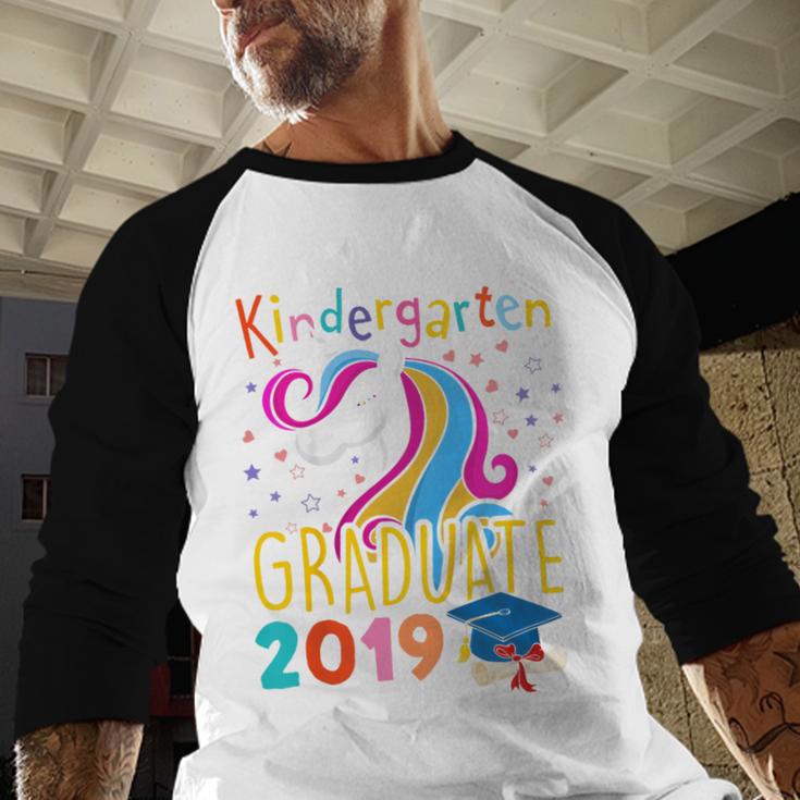 Kids Unicorn Kindergarten Graduation Graduate Shirt Baseball Raglan Shirt