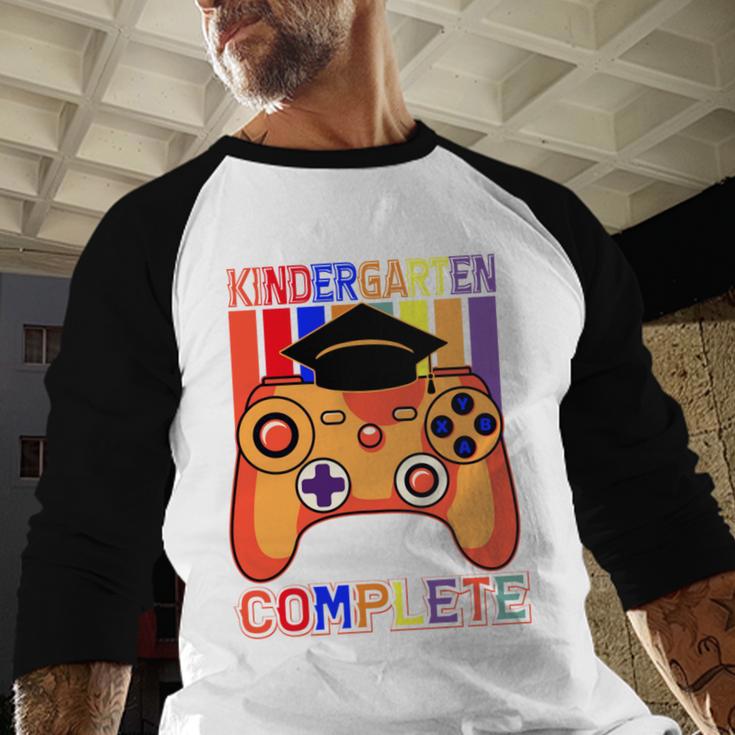 Kindergarten Graduation Level Complete Gamer Graduation Kids Baseball Raglan Shirt