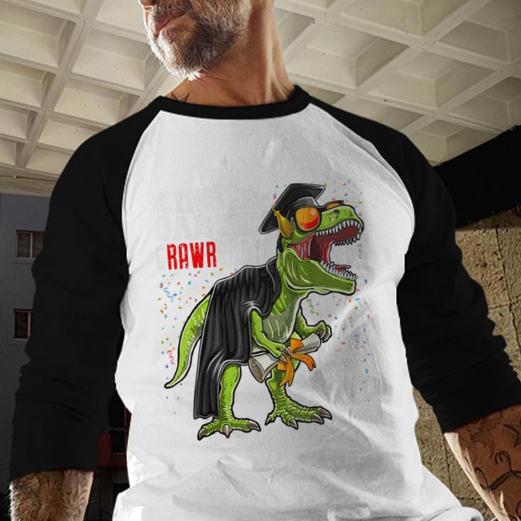 Kindergarten Grawrduate Dinosaur Graduation Cap Shirt Baseball Raglan Shirt