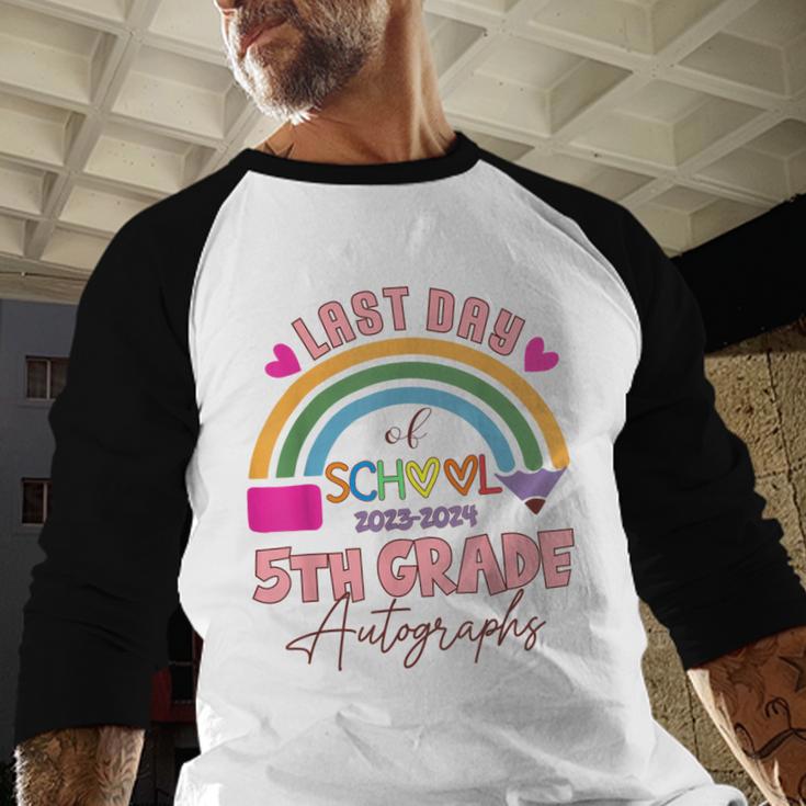 Last Day Of School Autograph 5th Grade Graduation Boys Girls Baseball Raglan Shirt